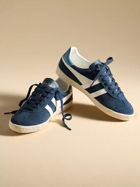 Gola Navy Suede Trainers with White Stripes